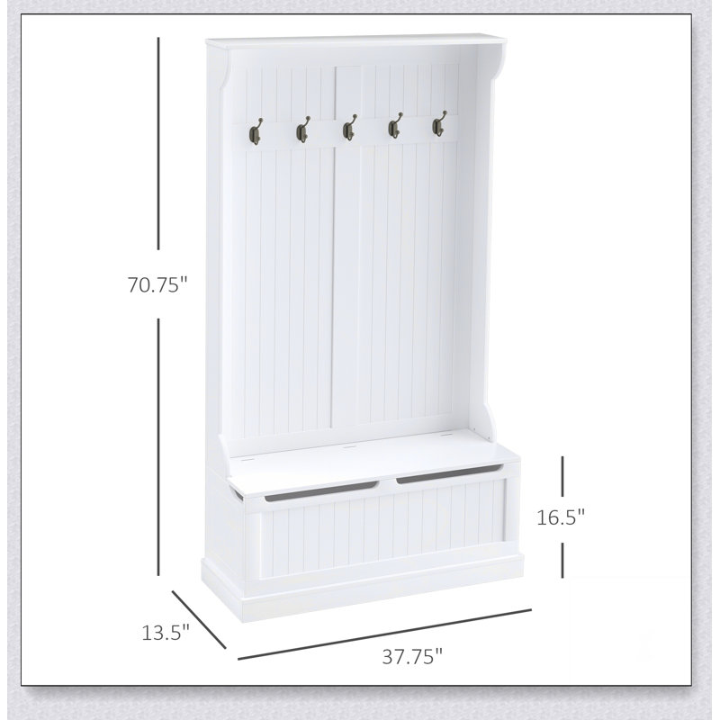Arbre d'entrée polyvalent avec banc de rangement, portemanteau et range-chaussures pour une gestion efficace du vestibule