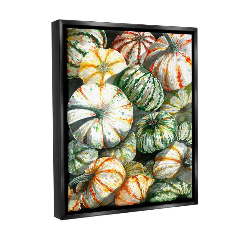 " Mixed Gourd Pattern " Graphic Art Print, Jet Black Floater Frame, 21" H x 17" W