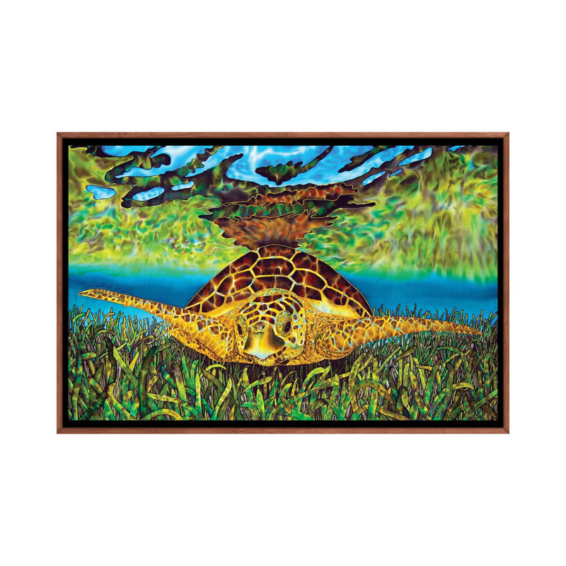 «Turtle Grass» par Daniel Jean-Baptiste - reproduction d'art, Aucun mat, H 26 po x l 40 po x 1,5 po, Toile avec cadre brun