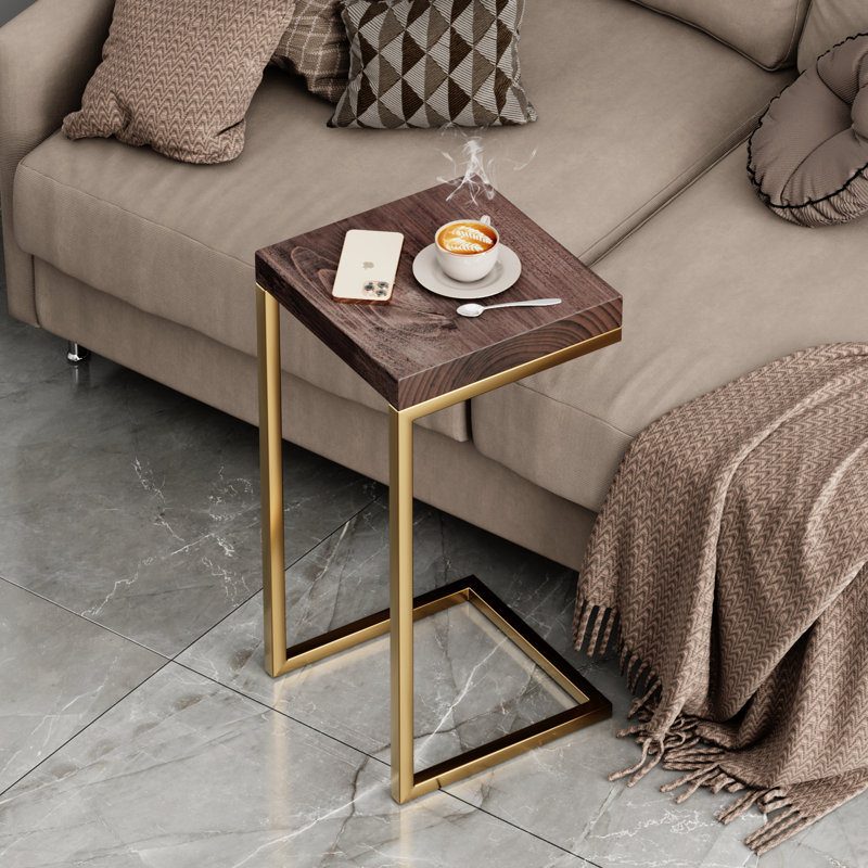 Table d'appoint en forme de C rustique, Doré, Provincial