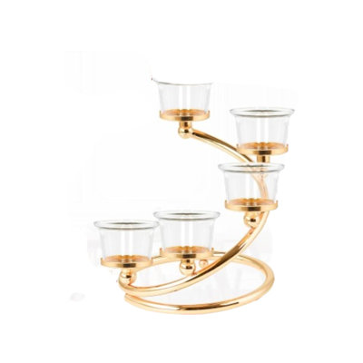 Bougeoir 1 lumière en métal doré 5 tasses