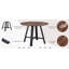 Table de salle à manger et table de bout moderne et minimaliste. Plateau en panneau de fibres à densité moyenne de 42 po de diamètre, plateau en grain de bois, pieds de table en métal-1397012949