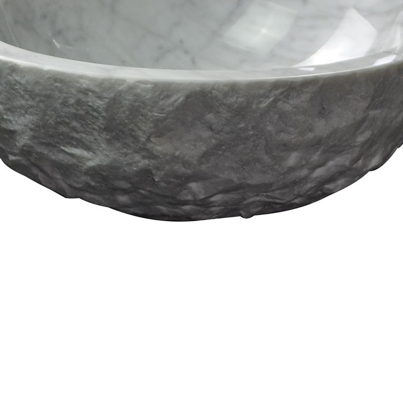 Lavabo de salle de bain vasque circulaire en pierre grise avec trop-plein