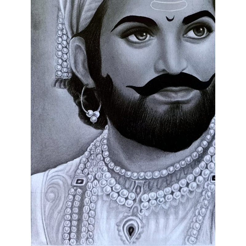 Portrait de Shivaji Maharaj | Graphite moyen | Par Sunil Kumar
