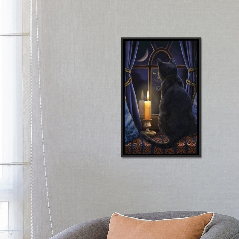 « minuit vigil », impression sur toile, H 26 po x l 18 po x P 1,5 po, Toile avec cadre noir, Pas de tapis