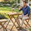 Square Acacia Outdoor Coffee Table , 62cm W 60cm D