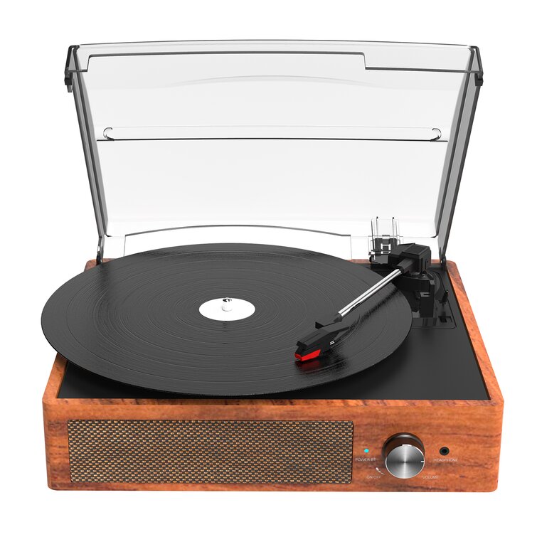 Vinyl Record Player 3-Speed Turntable W/ Built-In Bluetooth Receiver 2  Speakers