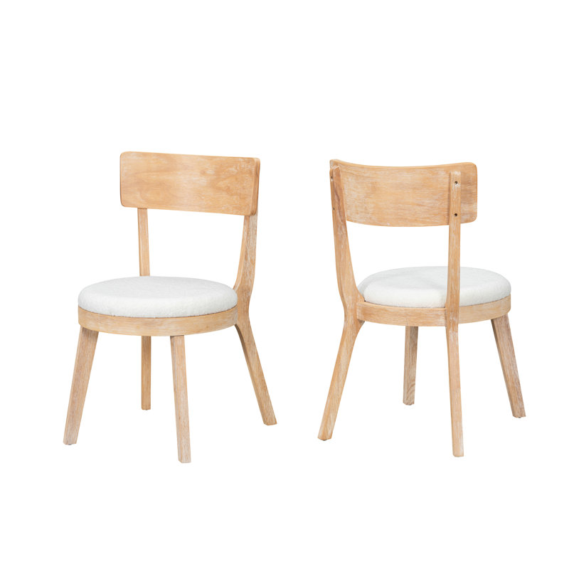 Chaises de salle à manger rembourrées modernes en A de 2, de couleur beige et naturelle, fabriquées en tissu de bois d'hévéa, confortables pour les repas prolongés, 2 chaises à solution compacte, tissu, confort rembourré épais,