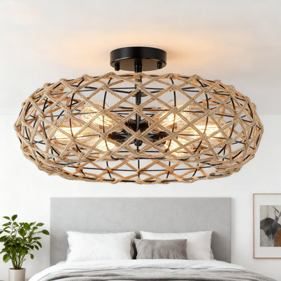 Grand plafonnier encastré 6 lumières Coastal Boho