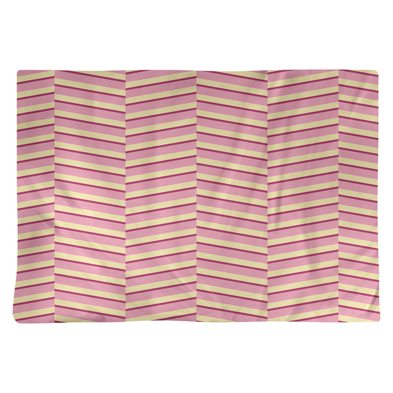 Napperon en coton 18 po à rayures fracturées, Rose/jaune, polyester