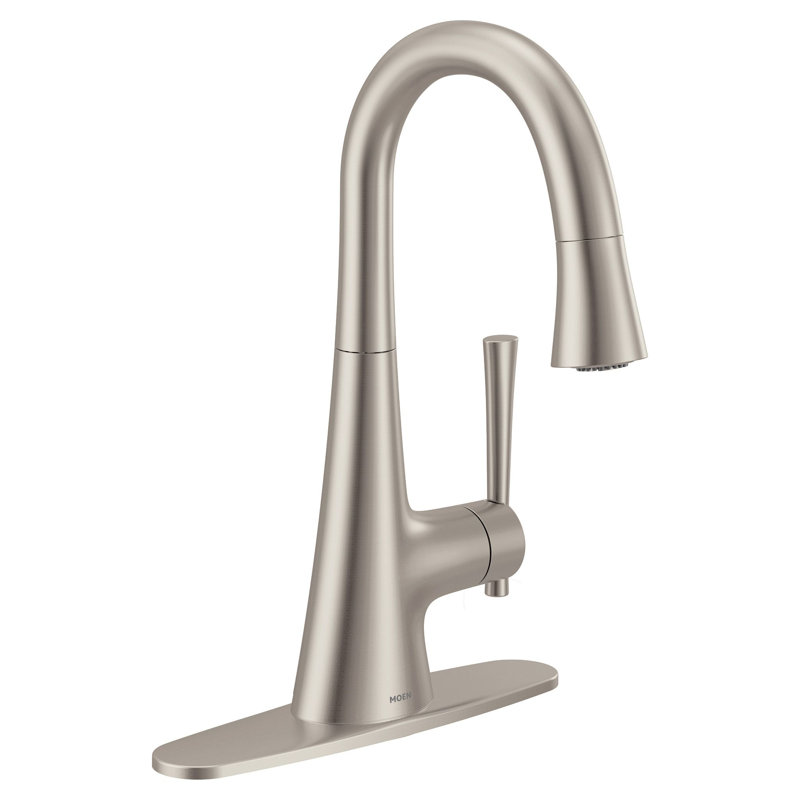 Robinet de cuisine à poignée simple avec accessoires Kurv, Acier inoxydable résistant aux taches