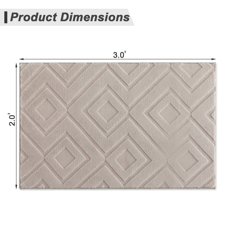 Machine Washable Geometric Shapes Area Rug - Soft Carpet With Non-slip Backing For Living Room, Bedroom, Office