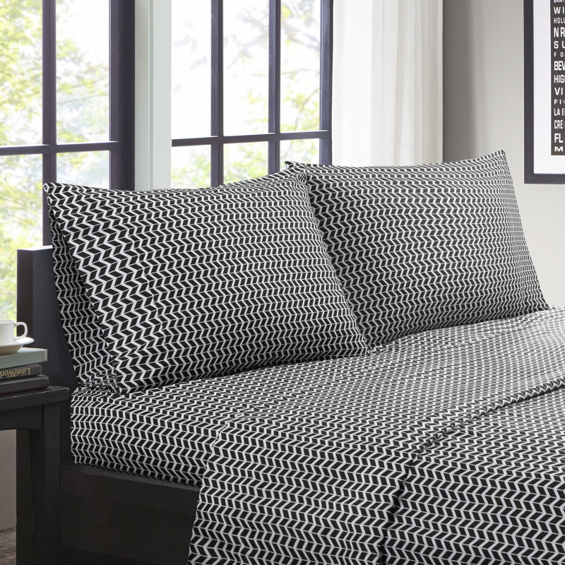 Aqua Chevron Twin Microfiber Sheet Set with Pillowcases