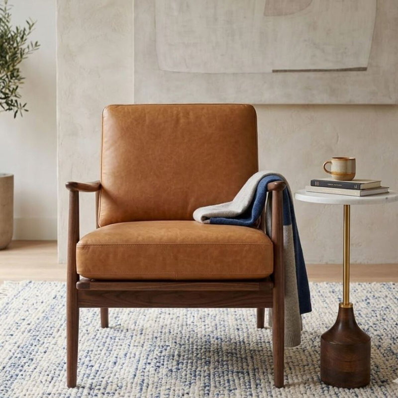 Table d'appoint en marbre Mars, Noyer