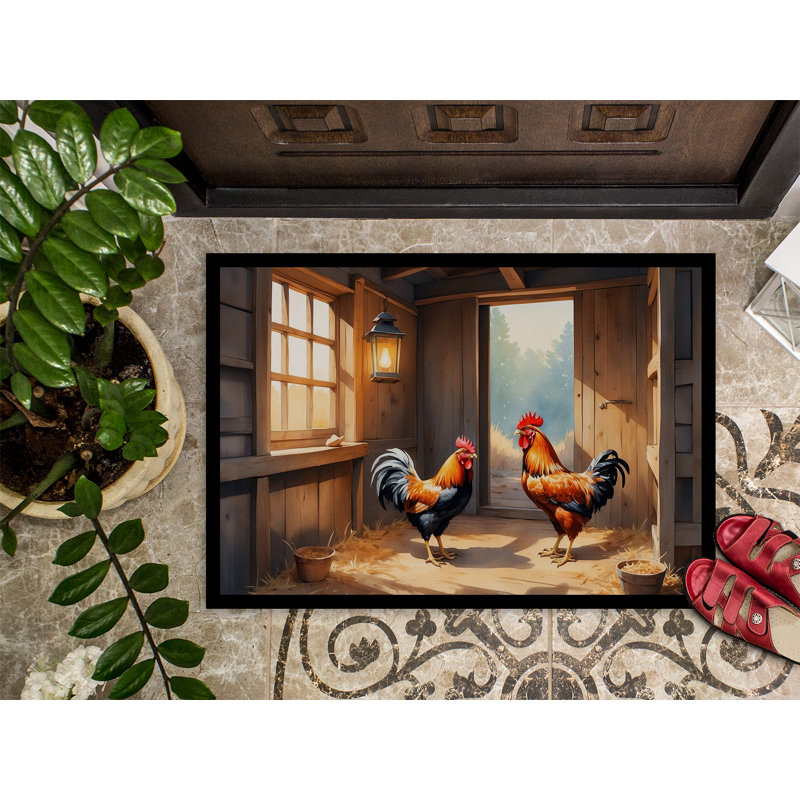 Paillasson Poulets dans le poulailler, L 18 po x L 27 po