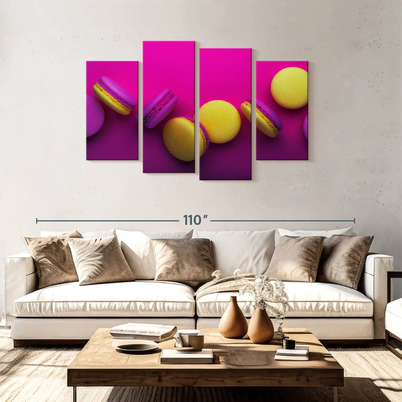 Magenta And Yellow Macarons, 48" H x 75" W