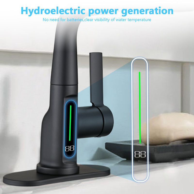 Waterfall-style Kitchen/bathroom Faucet With Pull-down Shower Head, Single Handle And 360° Rotating Stainless Steel Single Hole Or 3-hole Kitchen Sink/bathroom Faucet.