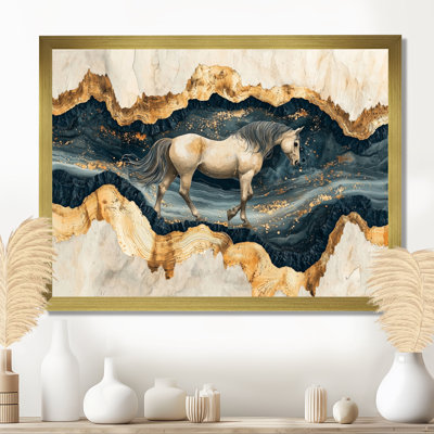 Modern Mustang Horse By The Golden River II - Horse Wall Art Decor