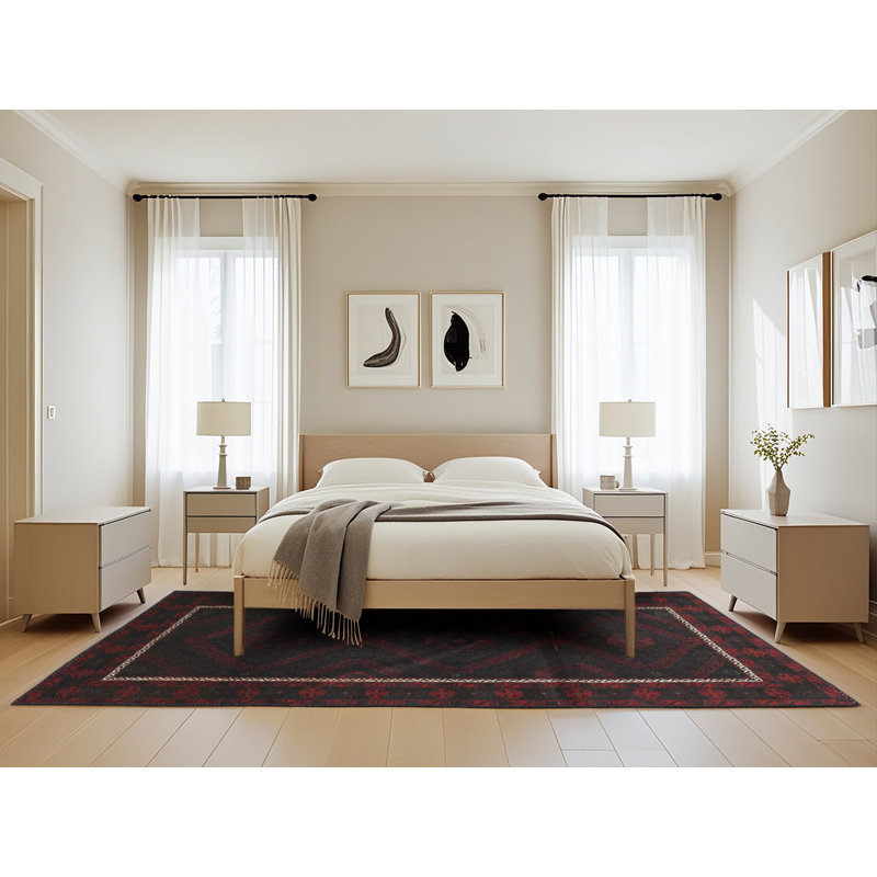 Tapis noir / rouge Southwestern, Rectangle 5 pi x 8 pi