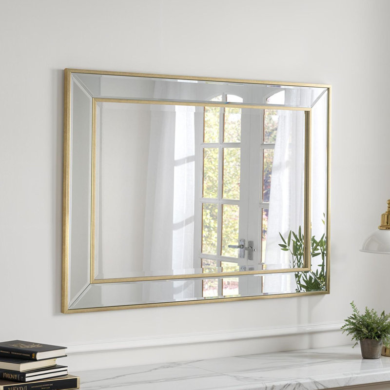 Seamus Bevelled Angled Framed Wall Mounted Accent Mirror, Soft Gold, 120.5cm H x 95cm W
