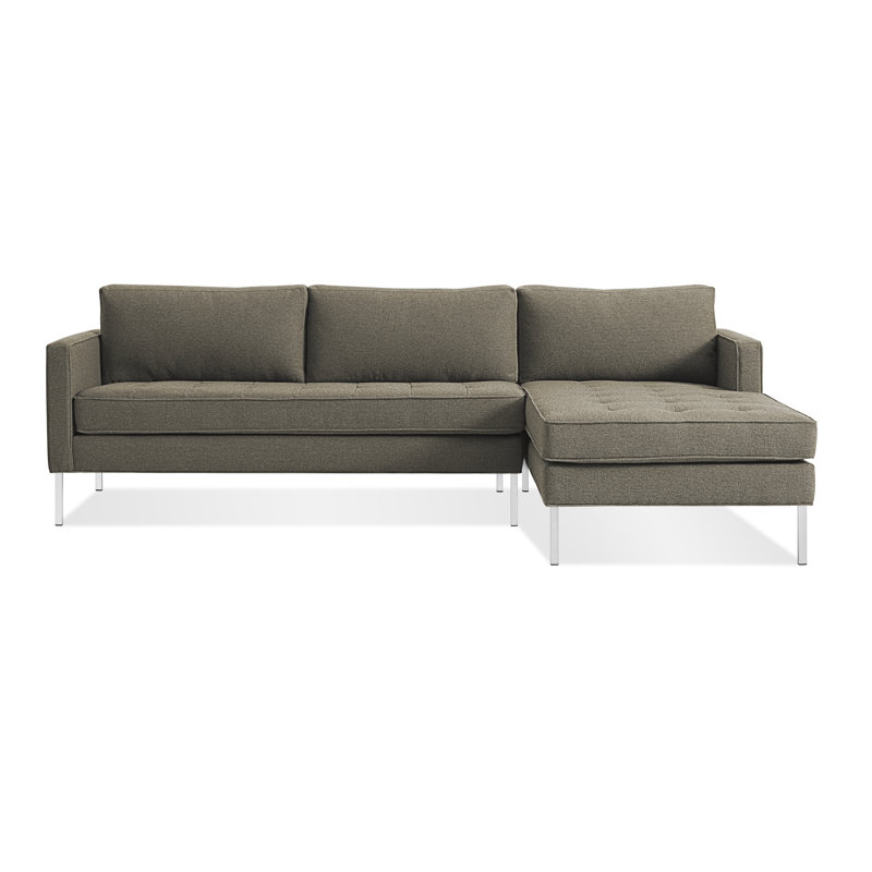 Paramount Chaise Sectional, Stainless Steel, Sanford Ceramic Crossweave, Right Hand Facing