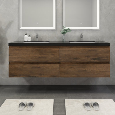 Kirker 72" Wall-Mounted Double Bathroom Vanity Set