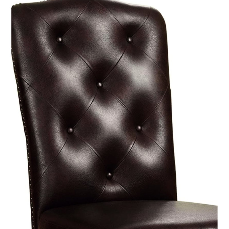 Chaises d'appoint de salle à manger traditionnelles, bois massif cerisier brun, revêtement foncé, 2 chaises en bois, dossier et rembourré, style luxueux