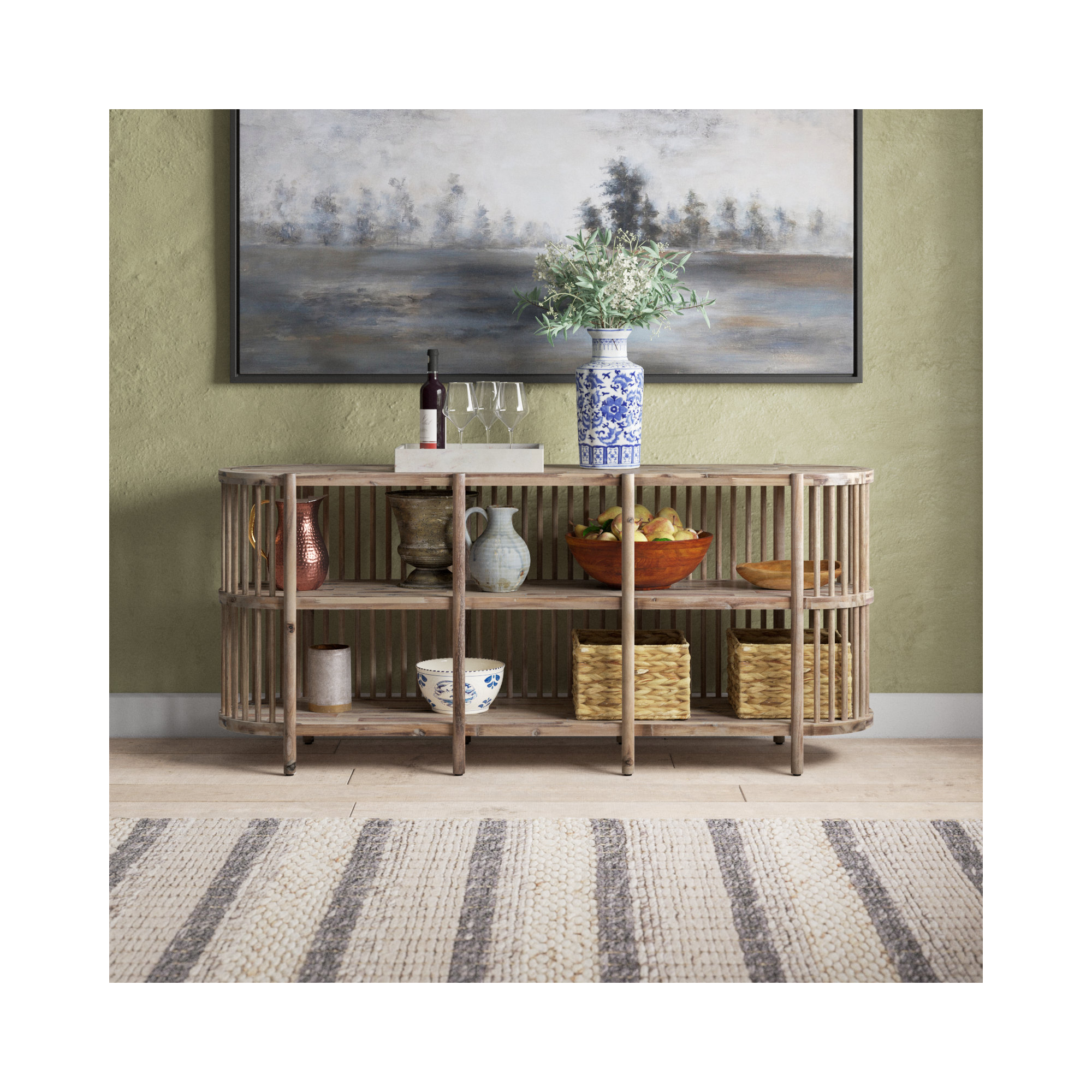 Charnock Wide Acacia Solid Wood, 32"H x 72"W x 18"D, Gray Wash