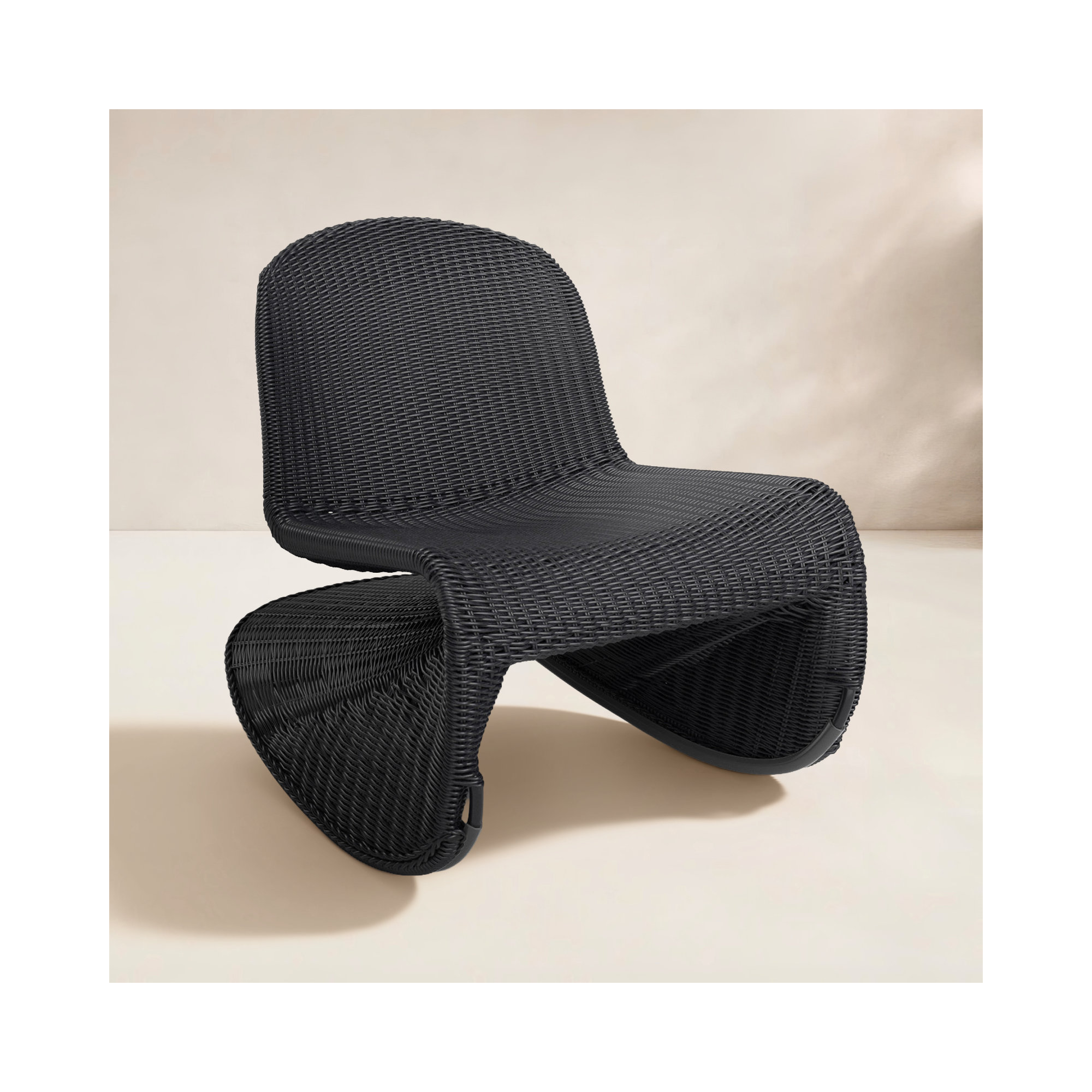Daughtery Wicker Outdoor Armless Lounge Chair, Vintage Coal