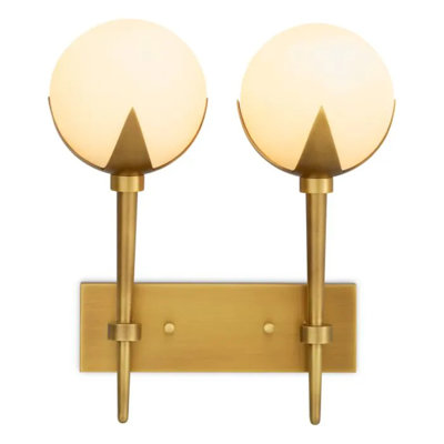 CDJ Wall Lamp Alesa Double antique brass finish alabaster
