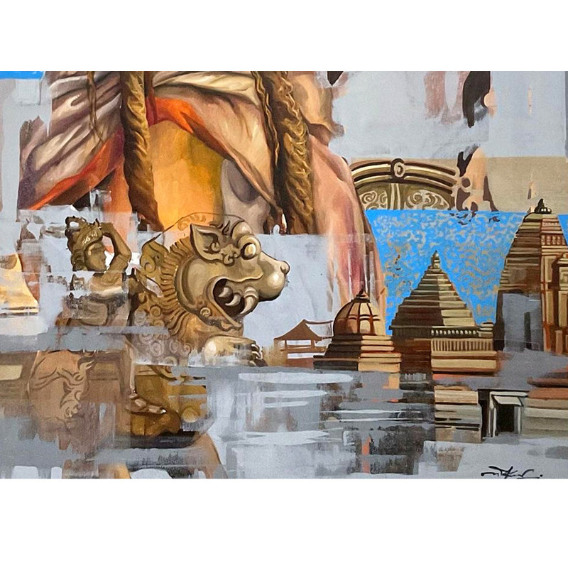 Bharat Darshan, peinture de Mk Goyal | Technique mixte sur toile