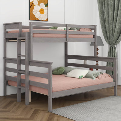 Lit superposé détachable avec échelle, structure de lit superposé en bois avec garde-corps, séparé en 2 lits