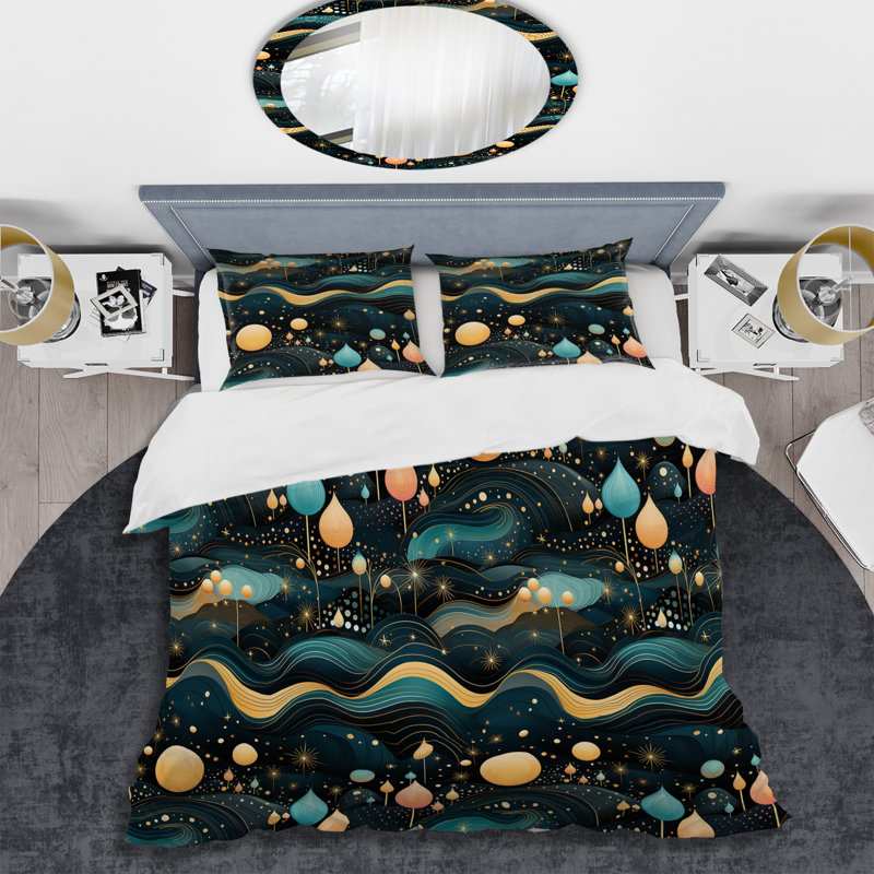 Celestial Dreams Galaxy Pattern IX - Ensemble de housse de couette géométrique