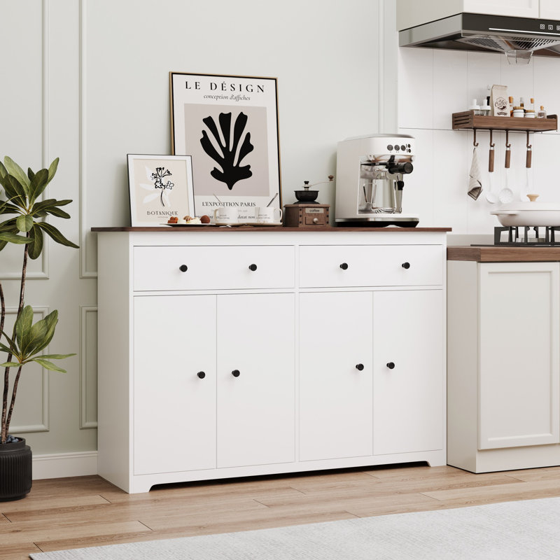 Buffet moderne en bois avec armoires de rangement et tiroirs de 47,2 po Canull