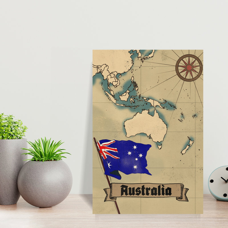 Art mural rétro, carte de l'Australie rétro