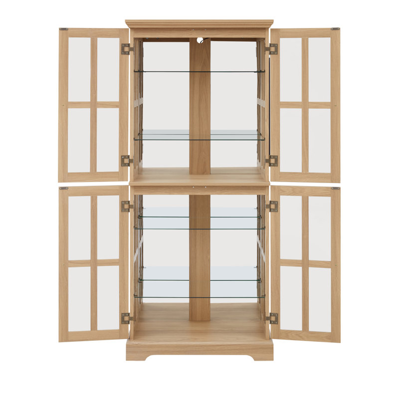 Armoires en porcelaine éclairées avec rangement, présentoir rustique en bois MDF pour salle à manger