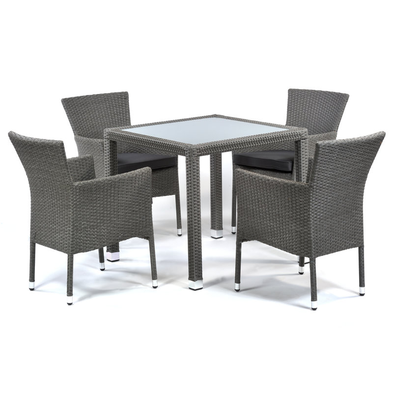 Faramarz 4 - Person Patio Dining Set with Square Table , Cushions Included