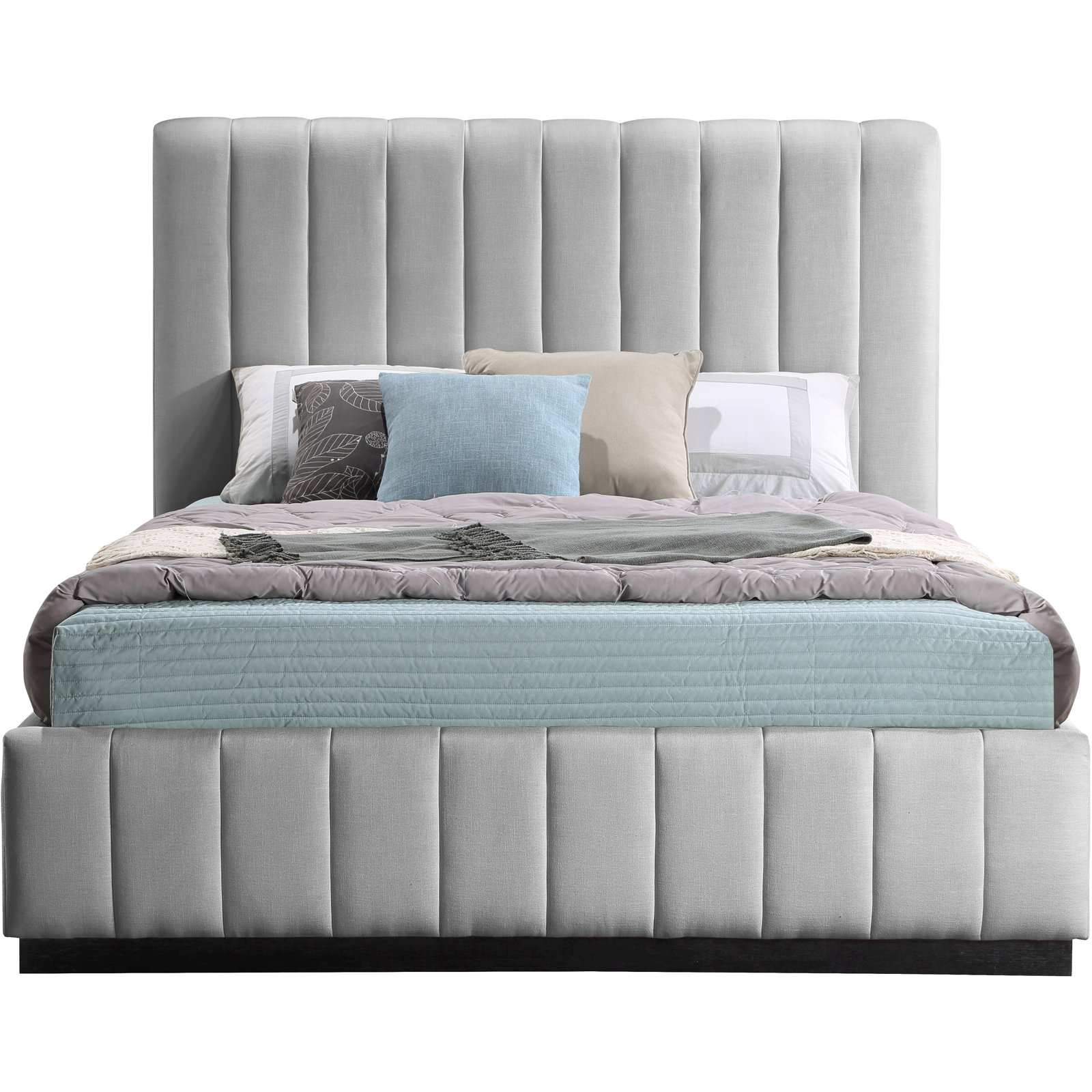 Codyn Upholstered Bed, Grey Linen Textured Fabric, Full / Double