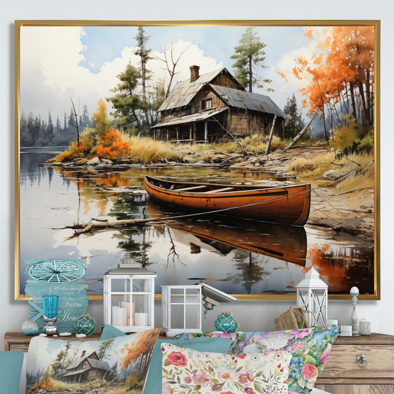 Betsi Brown Lakehouse Reflections of Solitude III - impression, H 30 po x l 40 po x P 1,5 po, Cadre flottant doré