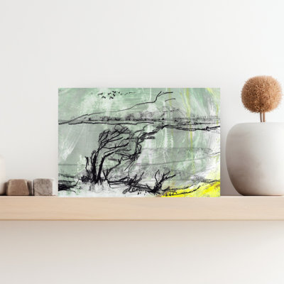 Paysage hivernal abstrait, art contemporain contemporain d'automne