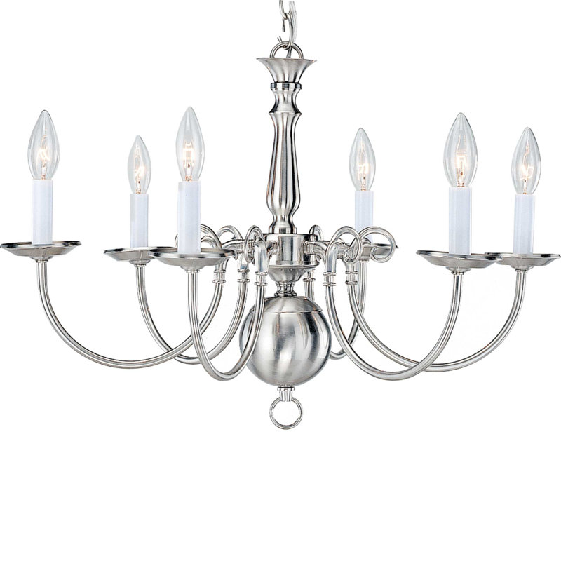 Lustree 6 lumières façon bougie/classique, Nickel brossé