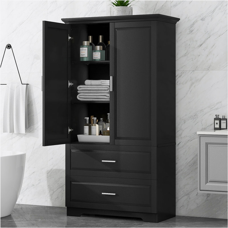 Grande armoire de rangement pour salle de bain, Noir