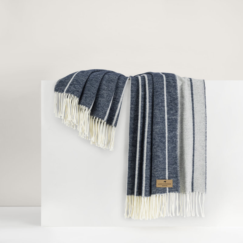 Crystal Blue Fiji Stripe Throw, Navy Striped