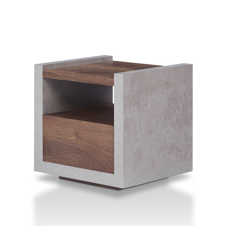 Phebe Block End Table, Distressed Walnut