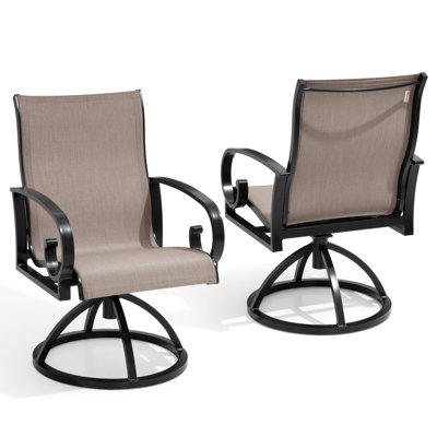 Reshay Aluminum Outdoor Dining Armchair With Sunbrella (Set of 2) by Canora Grey