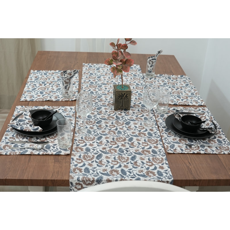 Fabdivine 13X19 Inch Accent Decorative Placemat Handcrafted (Mandakni, Blue)