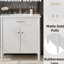 Meuble-lavabo de 31 po en blanc, lavabo en céramique, portes à fermeture en douceur, profil incurvé, structure en bois d'hévéa, accents dorés mat, coffre-fort pour personnes âgées et blanc avec tablette ajustable-210670047