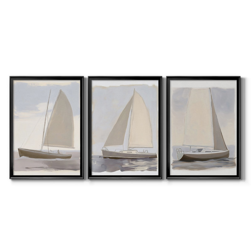 NAUTICAL Series CLxxIV - Toile tendue avec châssis sur mesure - 3 pièces, H 21 po x l 30 po, Noir
