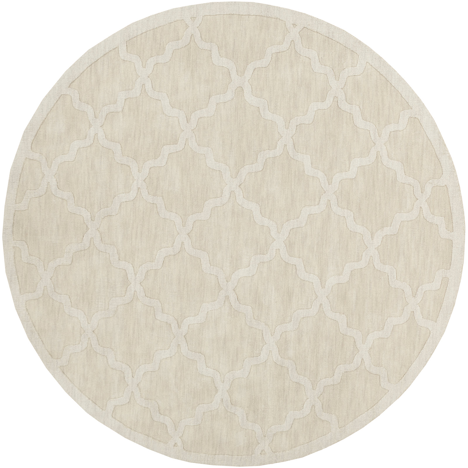 Romina Beige Handmade Wool Geometric Rug, Round 6'