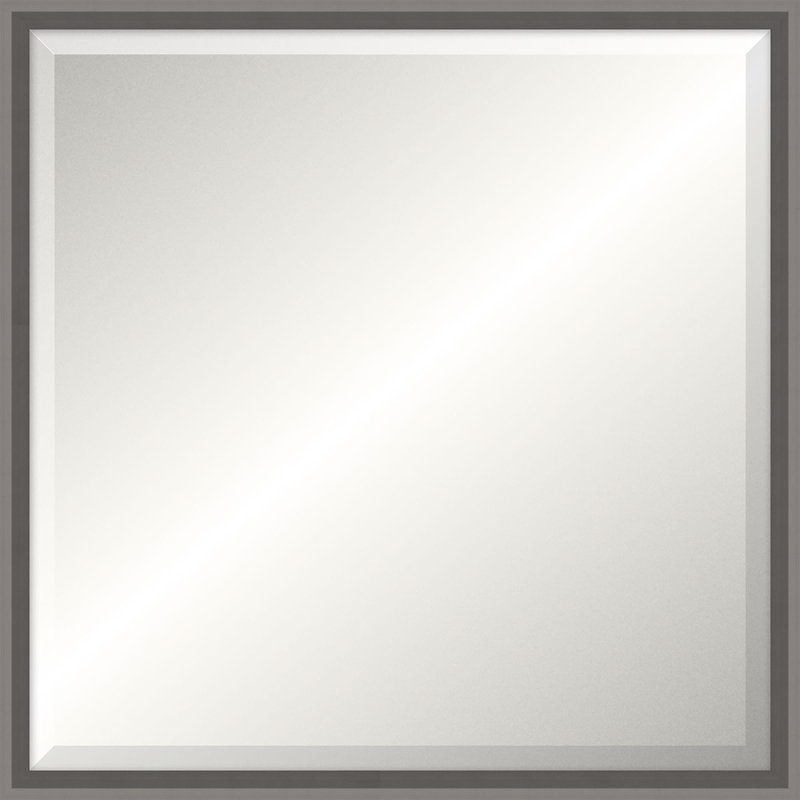 Ridgeline Solid Wood Beveled Mirror, 23.5" x 23.5", Satin Dark Silver, Square